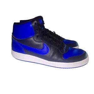 NIKE Ebernon Mid Sneaker Shoes Black Game Royal (blue) - White Men's 12